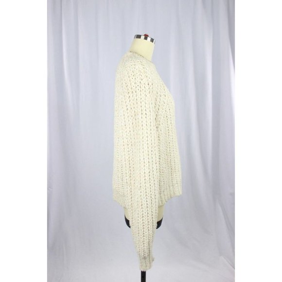 Aritzia WILFRED Confetti Beige Chunky Knit Cropped Raglan Sweater, Size L - Picture 3 of 16
